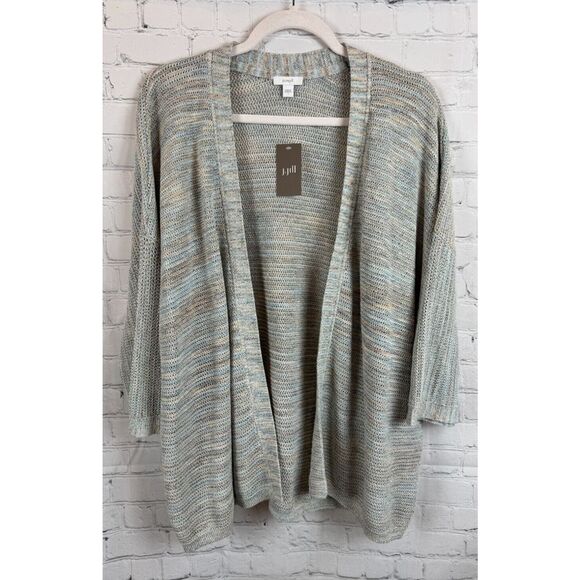 J. Jill Sweaters - J.JILL PUREJILL blue beige cotton blend open knit open front cardigan L NWT